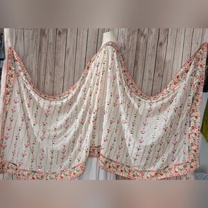 White multicolor with Heavy embroidery floral and paper mirror Duppta Scarf